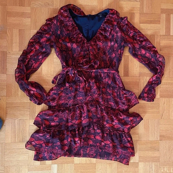 BUFFALO red snakeskin ruffle dress - Picture 2 of 8